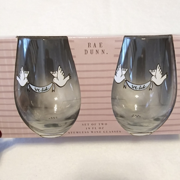 Rae Dunn Stemless 2pc Wine Glasses "We Did" - Picture 5 of 8